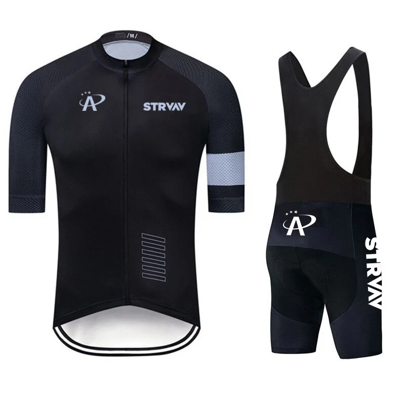 

2024 New Strvav Men Short Sleeve Jersey Sets Ropa Ciclismo Hombre Summer Cycling Clothing Triathlon Bib Shorts Suit Bike Uniform