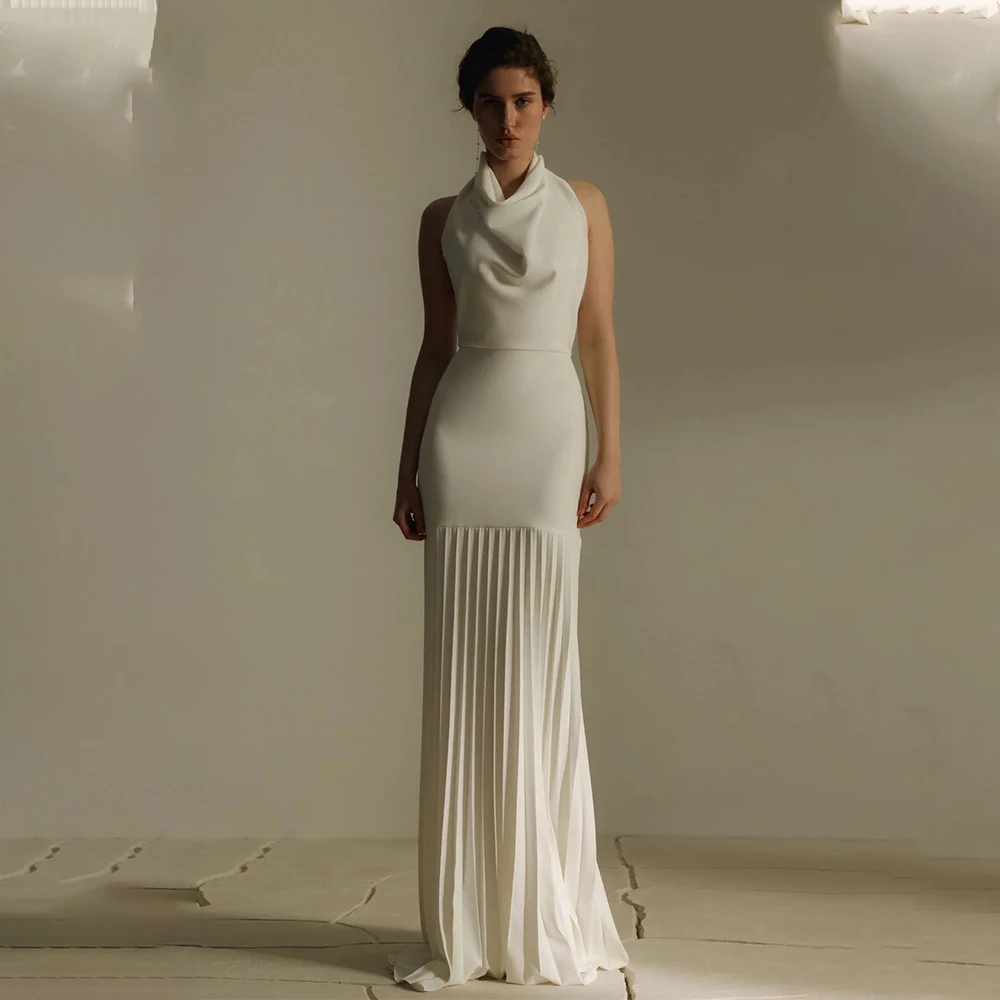 Abiti da sposa tubino in raso senza schienale modello Halter Custom Made Bridal Grown 2026 Vestido De Noival