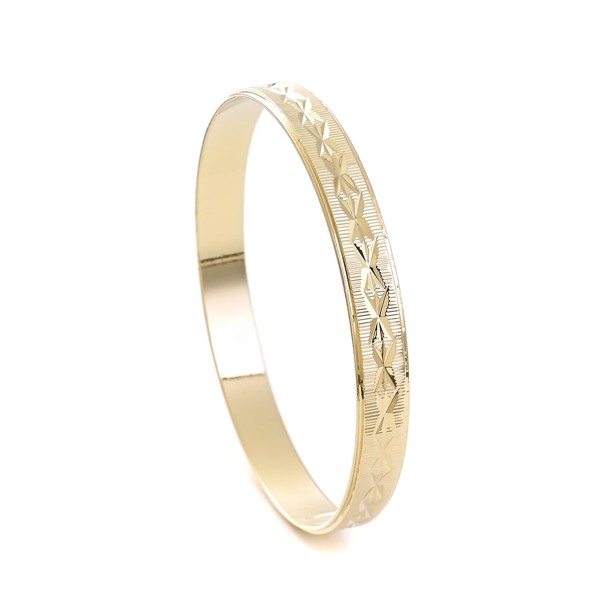 Wysokiej jakości najlepiej sprzedająca się bransoletka 65MM 9K Gold Color Adult Size Cute Bracelet Star Patter Biżuteria Flower Bangle Girl Birthday