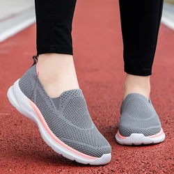 Women Walking Shoes Fitness Men Summer Mesh Sports Outdoor Flat Light Non-slip Breathable Sneakers Black Soft Loafers Size 35-45
