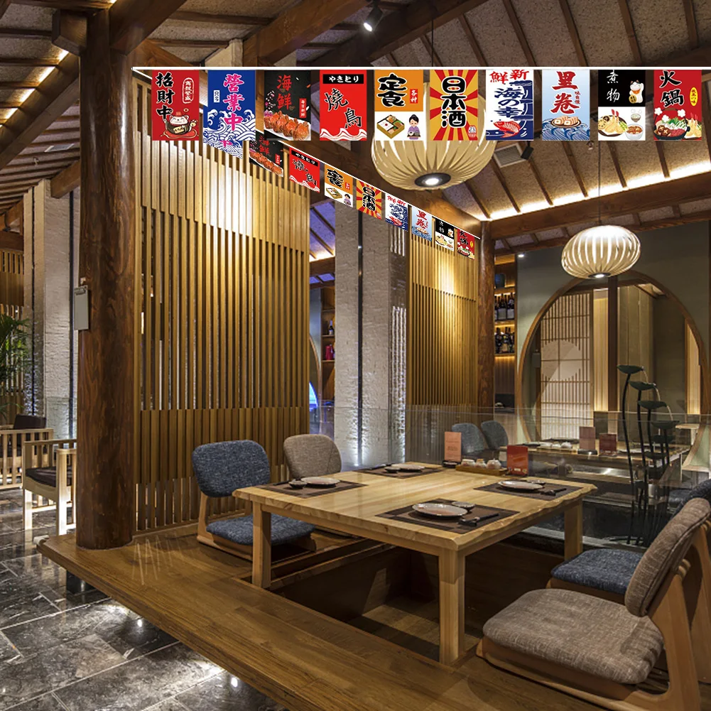 Japanese Style Hanging Lucky Cat String Flag Sushi Restaurant  Bunting Banners Izakaya House Birthday Party Wedding Decoration