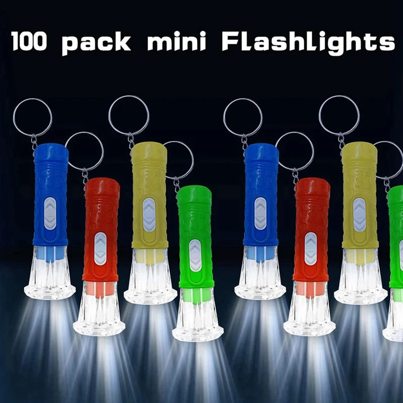 Imagem -02 - Mini Lanterna Led Chaveiro para Crianças e Adultos Pequenas Lanternas Massa Caminhadas Camping Stuffers Casa 100 Pcs