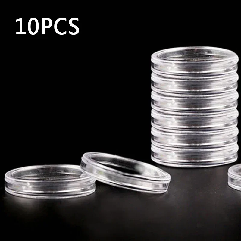 100pcs Plastic Coin Box Clear Round Capsule Coin Boxes Collection Holder Storage Case Coin Collection Protector for 40mm Coins