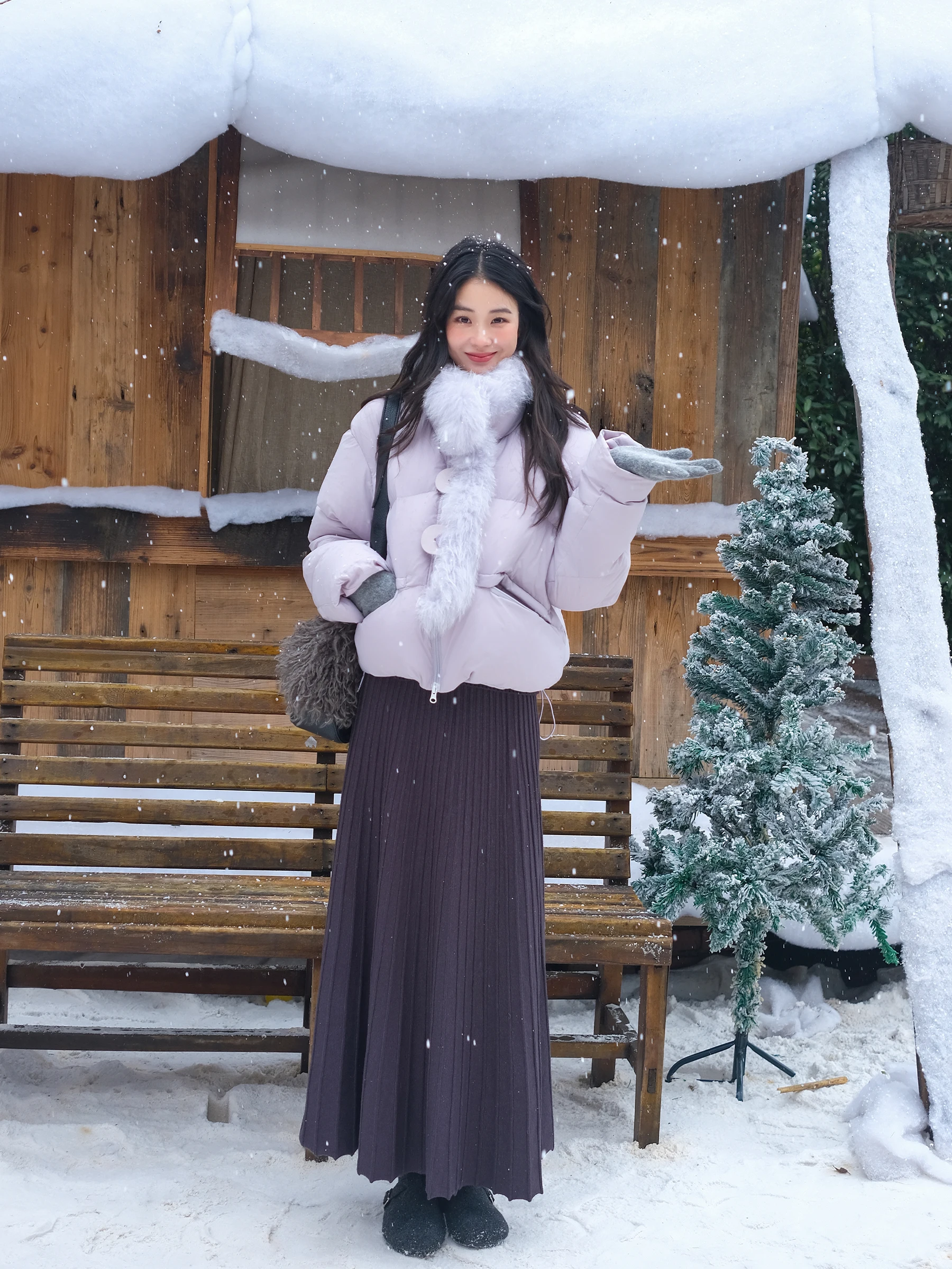 

LAZYZ Gentle Wind: Женская зимняя утепленная куртка с меховым воротником, корейская версия, для повседневной носки