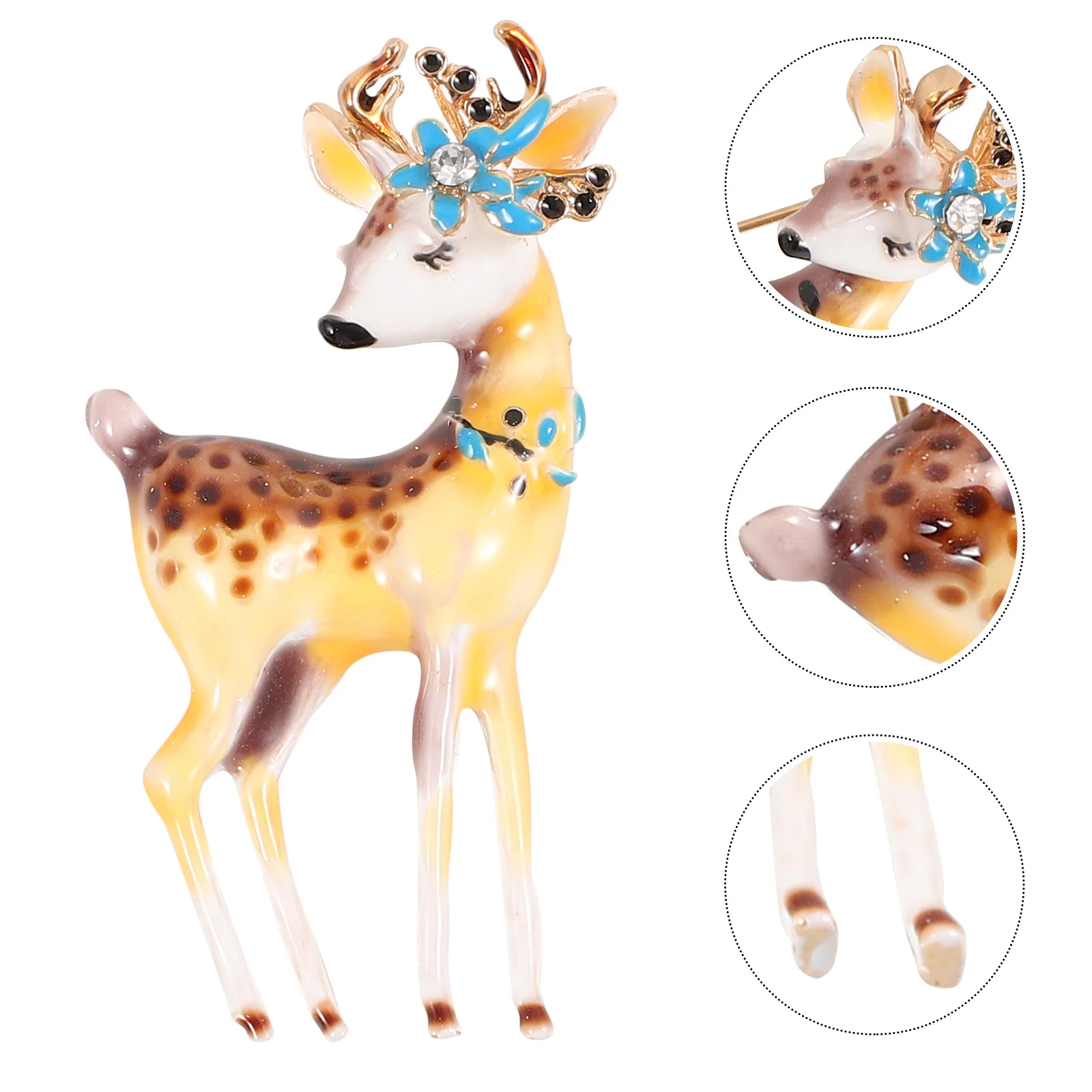 

Alloy Cartoon Deer Brooch Adorable Rhinestone Inlaid Animal Pin Creative Clothing Lapel Pin for Backpacks Bags Decoration