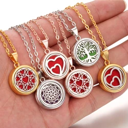 New Tree of Life Flower Aromatherapy Necklace Golden Rose Color Open Locket Scent Aroma Perfume Essential Oil Diffuser Necklace