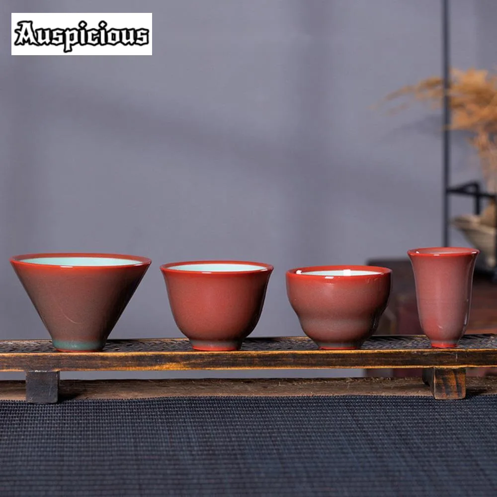 

Handmade Longquan Celadon Teacup Creative Pink Red Color Glaze Master Single Cup Personal Tea Bowl Chazhan Kung Fu Teaset Gifts