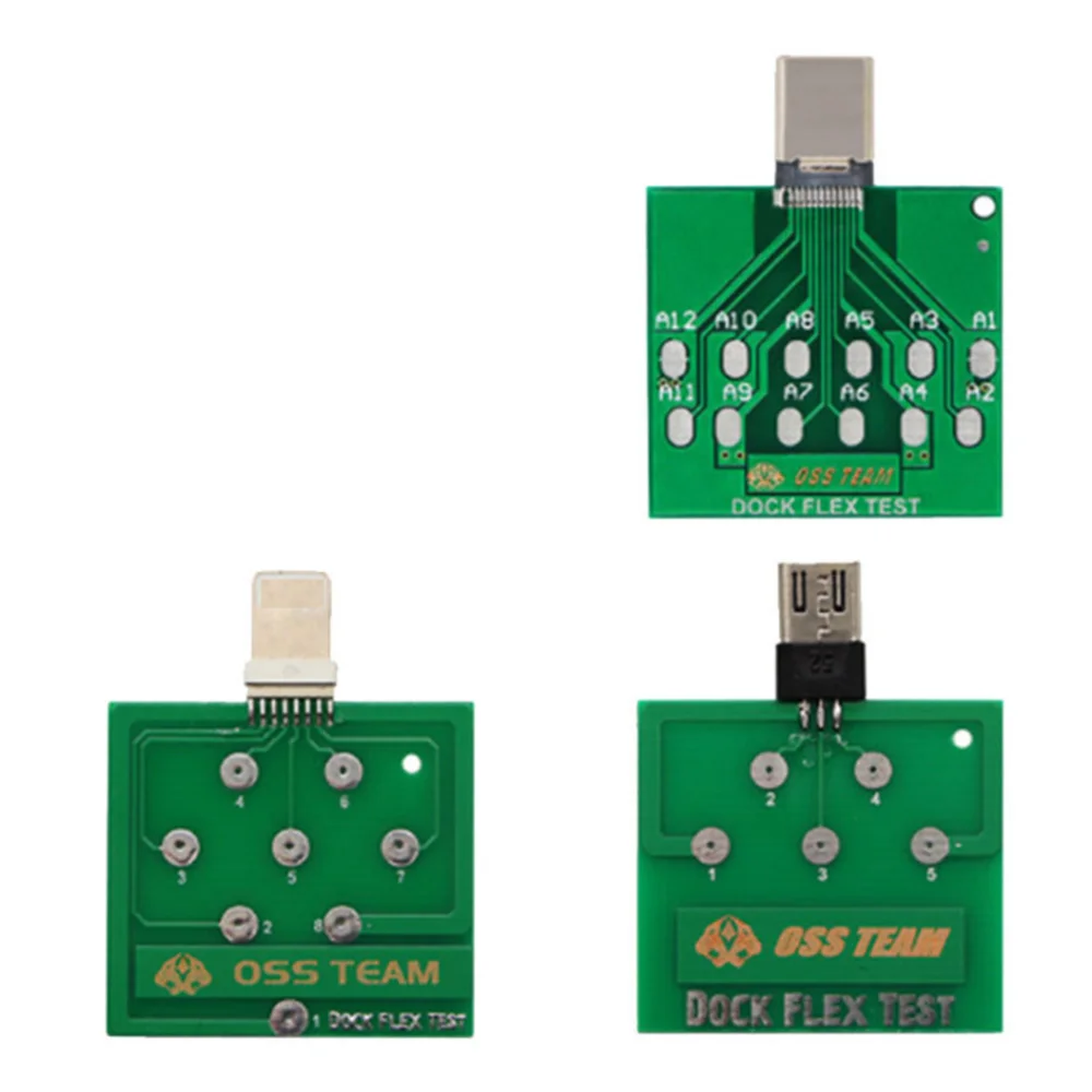 마이크로 USB 도크 플렉스 테스트 보드, 안드로이드 폰 U2 배터리 전원 충전 도크 플렉스 테스트 도구, 13, 12, 11 용, 3 개