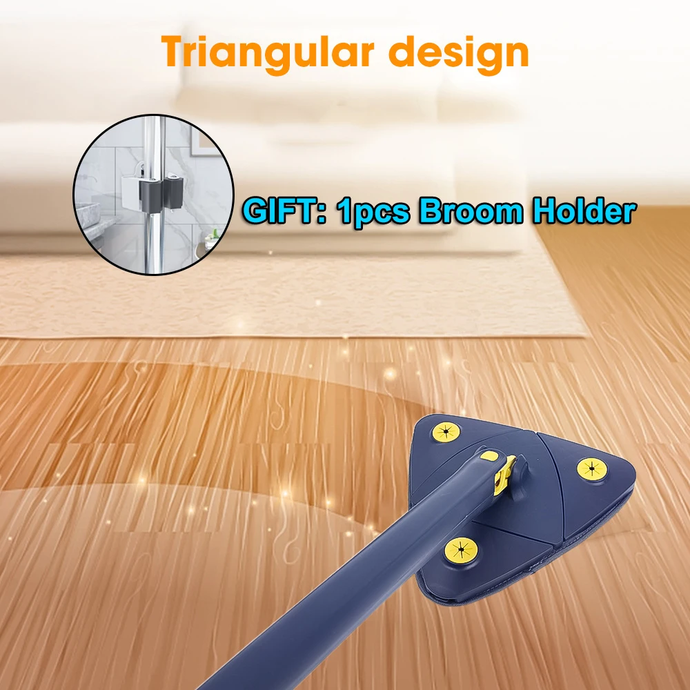 New Triangle Cleaning Mop Telescopic Household Ceiling 360 Cleaning Brush Tool Self-draining To Clean Walls and Tiles