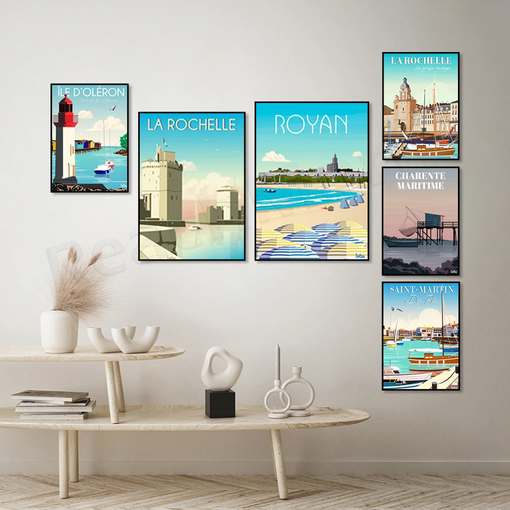 ملصق بيرينس ، لا روشيل-بورت-إيل دي ريه-لا فلوت إن ري ، إيل دوليرون ، شارنتي-ماريتايمز ، ملصق السفر رويان-بيتش #4