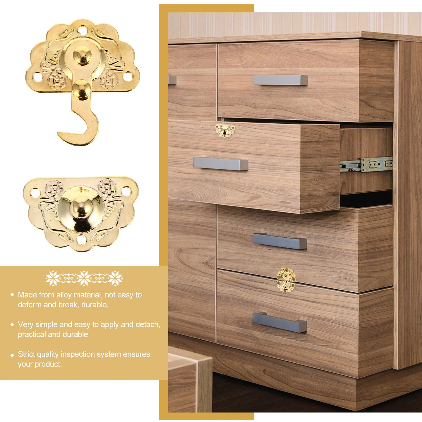 

5Pcs Heavy Duty Alloy Lock Buckle Retro Wooden Cabinet Box Hasp Latch Storage Accessory Cabinet Box Lock Buckle