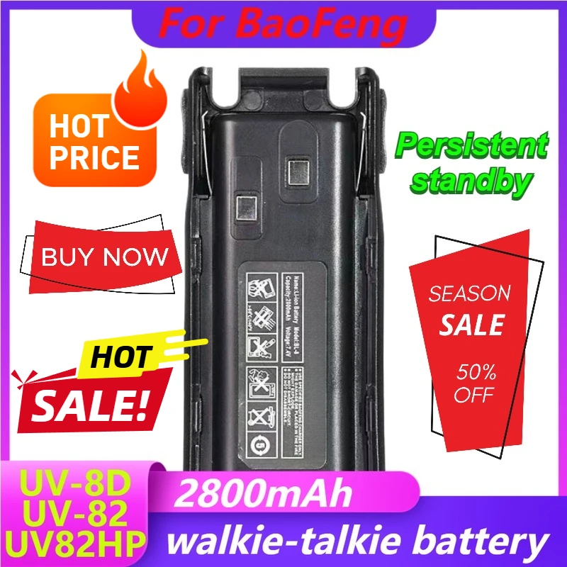 

2800mAh for Baofeng Walkie-Talkie Battery UV-8D UV-82 UV82HP Battery Plate TYPE - C Charging BL-8