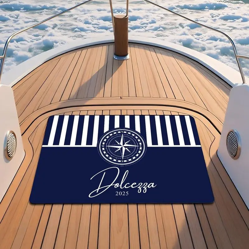 VIKAMA Nautical Anchor Striped Doormat Water Resistant Anti Slip Alfombra For Yacht Boat Entrance Balcony Outdoor Home Decor