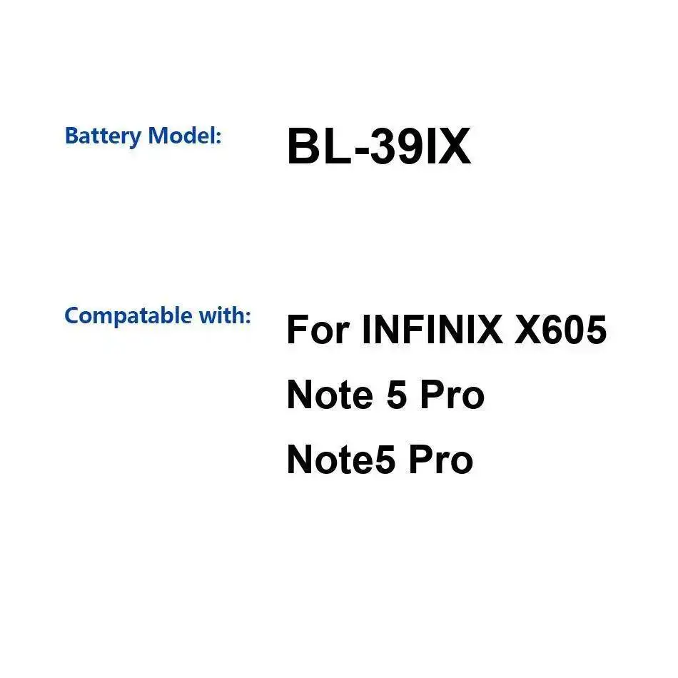 

Fast Charging 4000Mah BL-39IX For Infinix X605 Note 5 Pro Note5 Mobile Phone Battery Reliable Power Supply