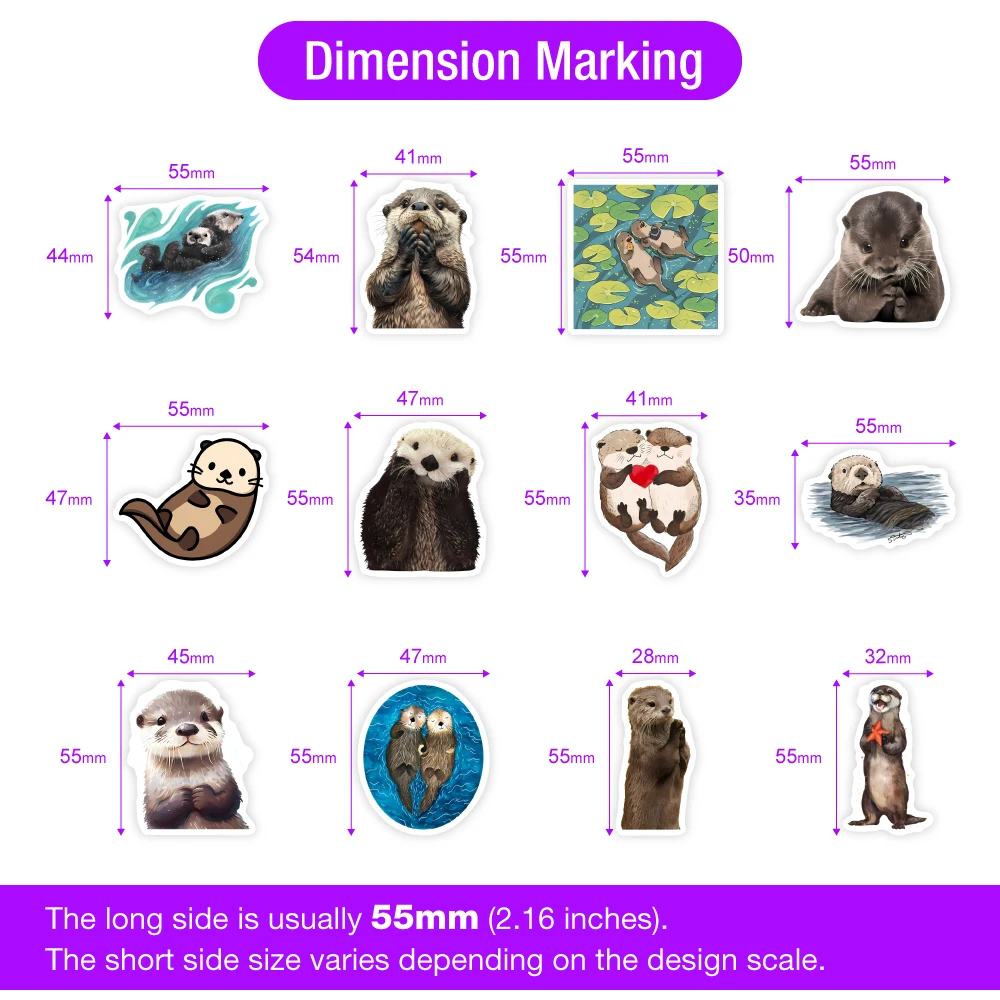 Cute Cartoon Otter Stickers Art Clipart Collection Toys Waterproof Decal for Laptop Scrapbook Notebook Phone Bottles Decorative