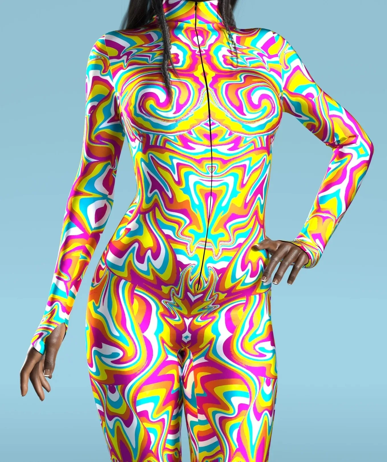 Bunter Regenbogen Abstrakte Geometrie Aerial Yoga Anzug Damen Enger Jumpsuit Karneval Urlaub Party Cosplay Kostüme Ausgefallener Bodysuit – Detail 6