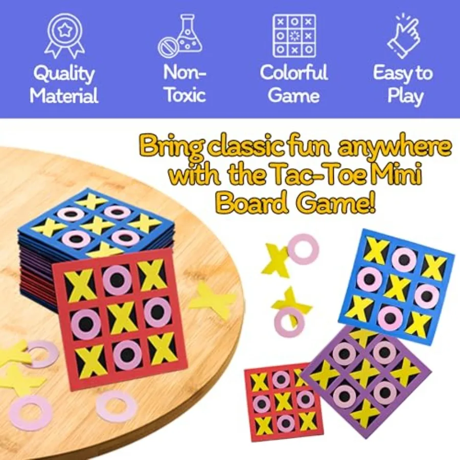 Tic Tac Toe Game Pack of 24 5"x5" Foam Tic-Tac-Toe Mini Board Game - Bulk Toys for,Birthday Party Favors, Birthday Goody Bag St view 2