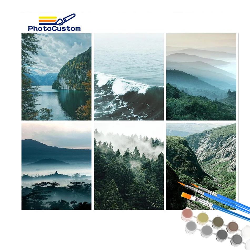 

PhotoCustom Paintings By Numbers Landscape DIY Coloring Paint Home Decoration On Canvas Painting For Living Room Artwork Gift