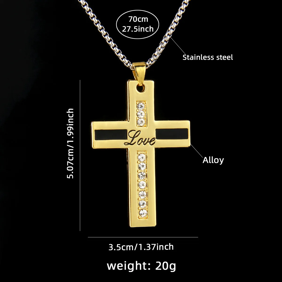 Vintage Baroque Christian Cross Necklace For Women Man Silver Color With Crystals Gothic Crucifix Symbol Easter Unisex Jewelry