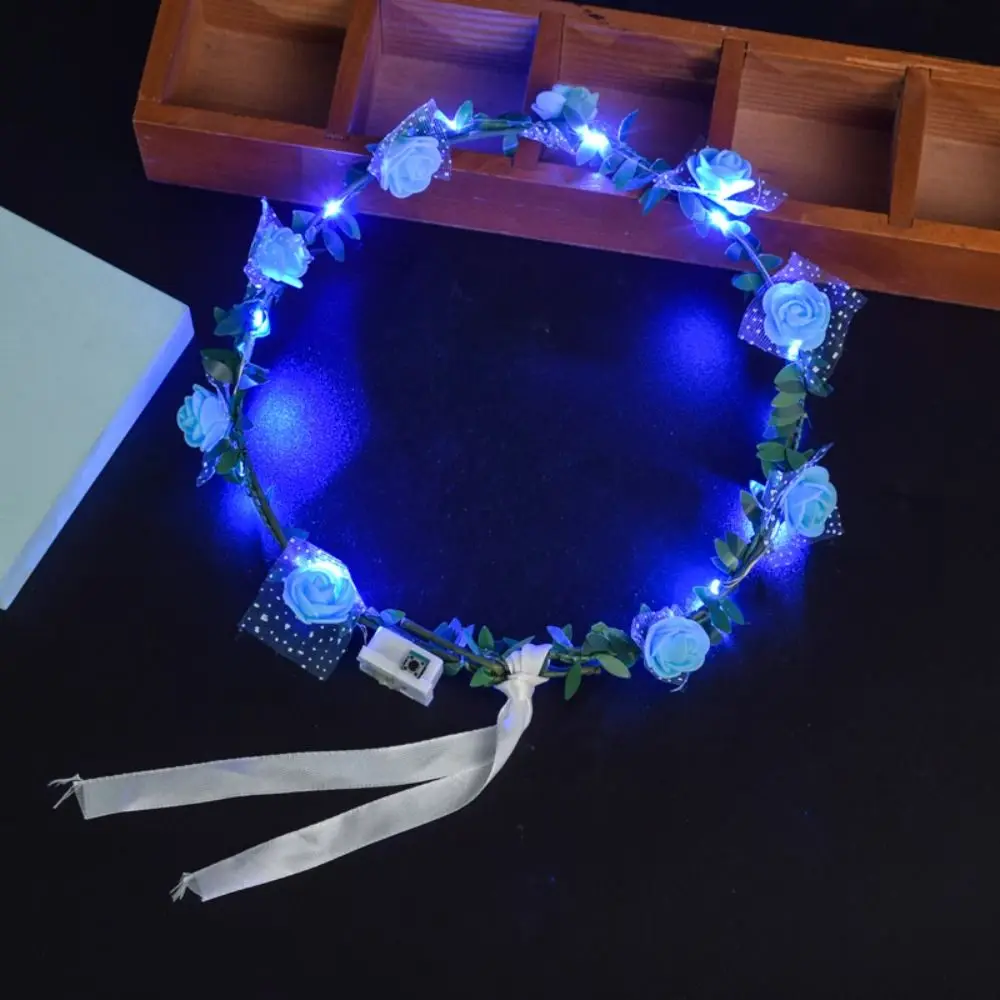 

Vintage Floral Headpiece Light Flower Headband Garland Headwear Luminous Flower Wreath Hairband Light Up Flower Crown Wedding
