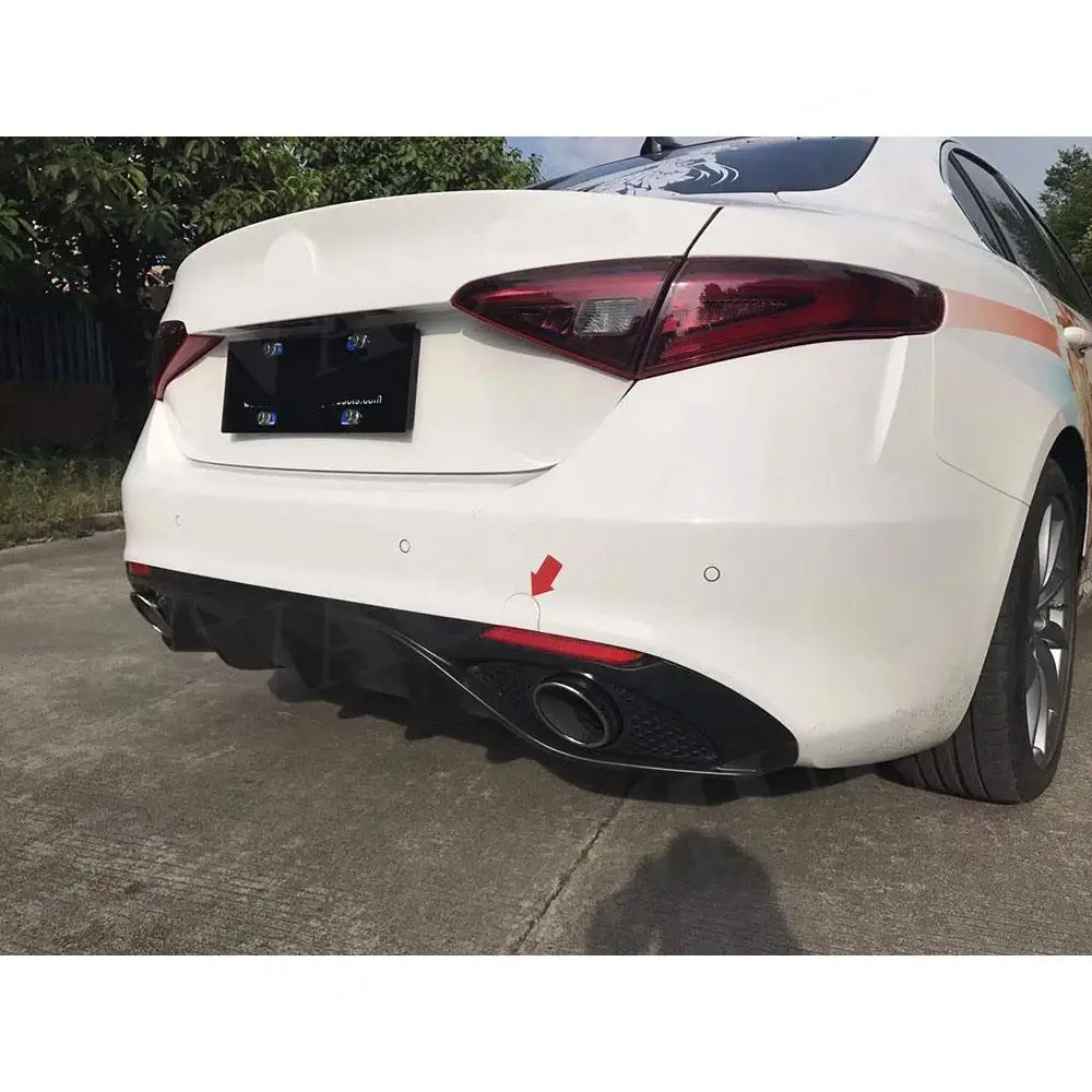 VACOMUL PP Matte Black Car Rear Lip Diffuser Spoiler Exhaust Tip for Alfa Romeo Giulia Standard 2016-2019 Upgrade Sport Bumper