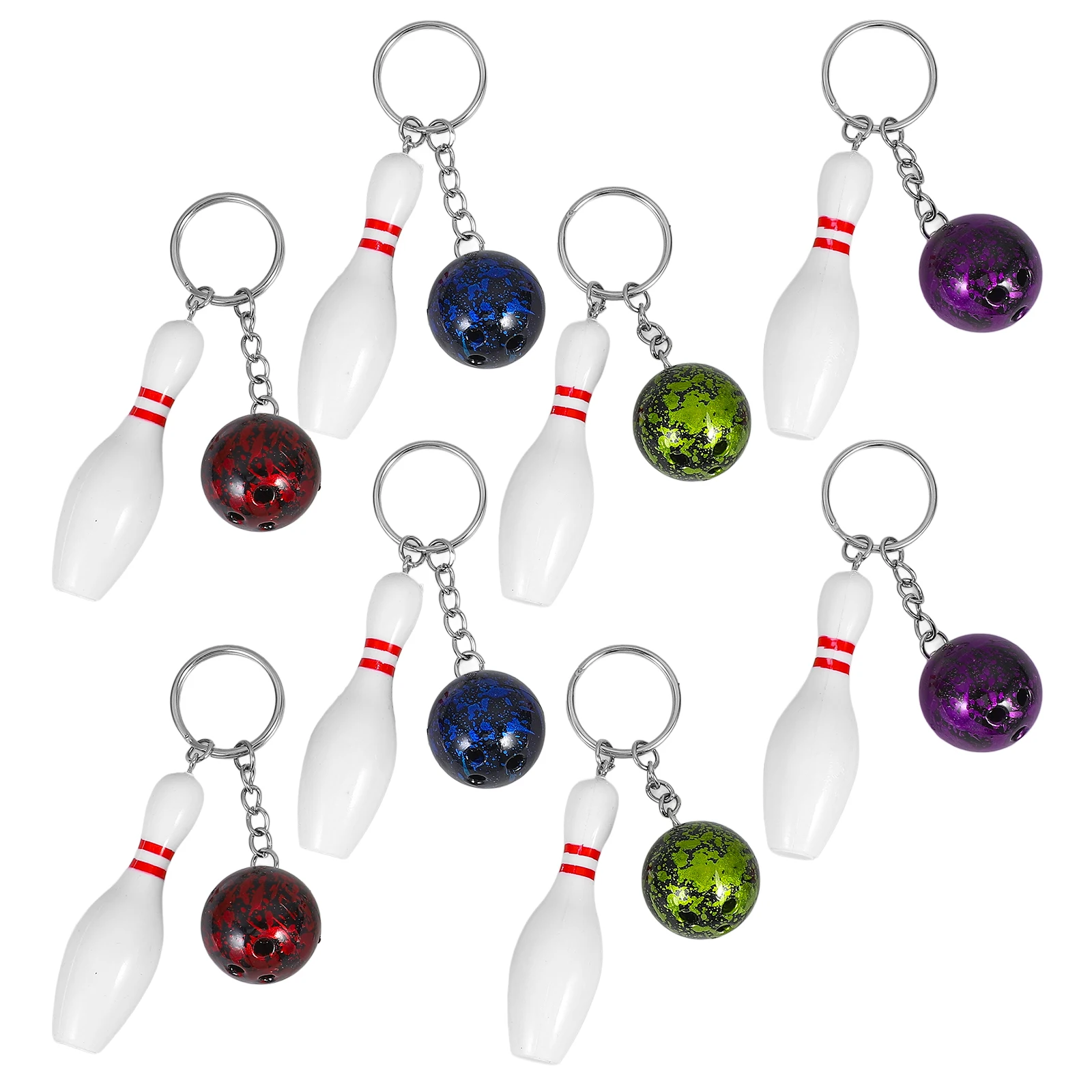 

8 pcs Bowling Keychain Plastic Durable Creative Design Pendant Gifts Birthday Thanksgiving Christmas Graduation Souvenirs Team