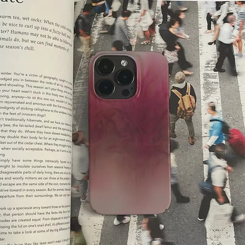Koreanische rote Färbe-Blumen-Kunst-Handyhülle für iPhone 16 15 14 13 12 11 Pro Max X XS XR XSMax 7 8 Plus, glänzende Folie, harte PC-Abdeckung