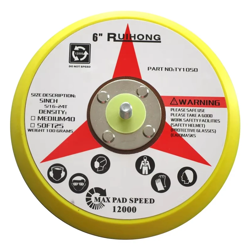

6-дюймовая шлифовальная подушечка с резьбой 5/16 дюйма-24 на липучке, шлифовальный диск, подложка, детали и аксессуары для шлифовальной машины для полировки