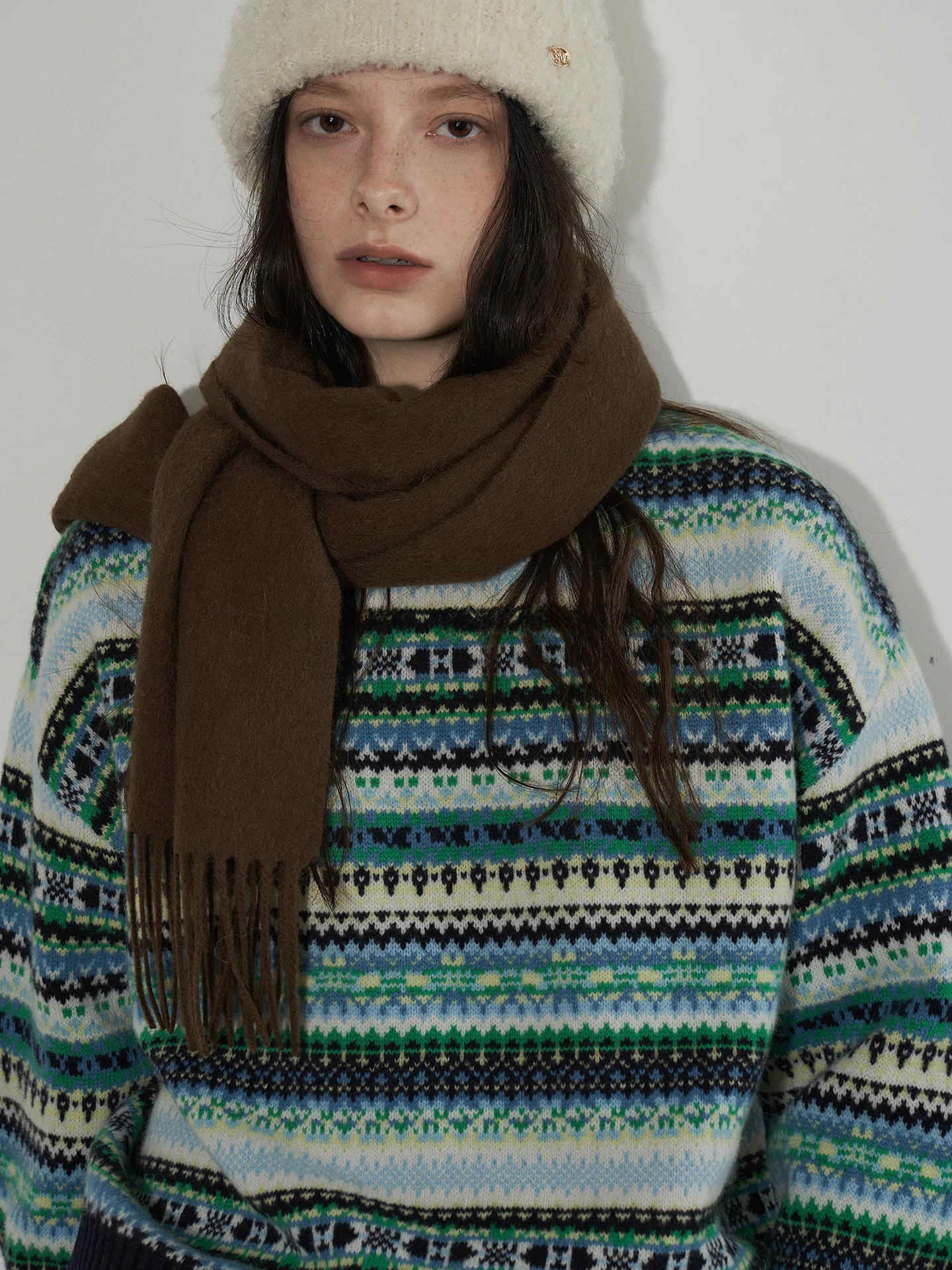 

Lofi Choose Women's Knitted Loose Fit Sweater round Ne Pullover Thiened Winter New Sle Color Blo Flower Embroidery De...