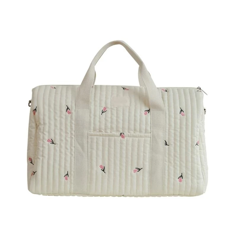 J15U منظم حقيبة الحفاضات الأنيق والواسع للأم يتميز بالتطريز وأنماط حمل متعددة لمناسبات مختلفة #3