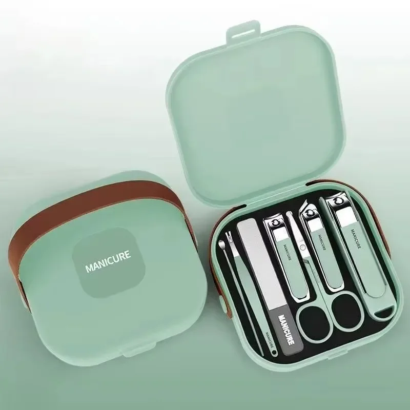 7Pcs/set Nail Clipper Set Portable Handheld Nail Clippers Nail Clippers Finger Clippers Nail Art Splash Proof Storage