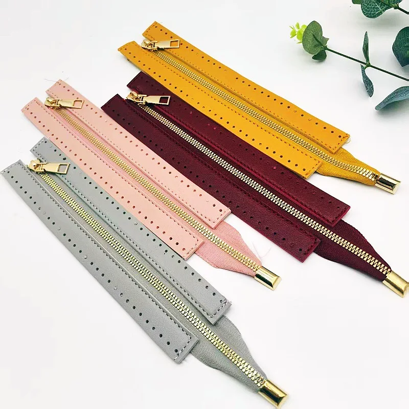 24cm DIY Handmade Bag Zipper Accessories 6-Color DIY Handmade Bag Zipper 24cm Pu Metal Zipper Woven Bag Accessories