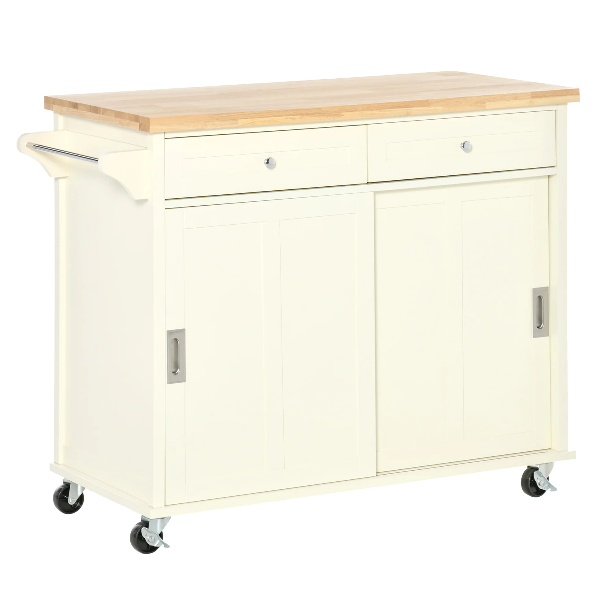 HOMCOM Carrito de Cocina con Puertas Correderas 2 Cajones y Barra
