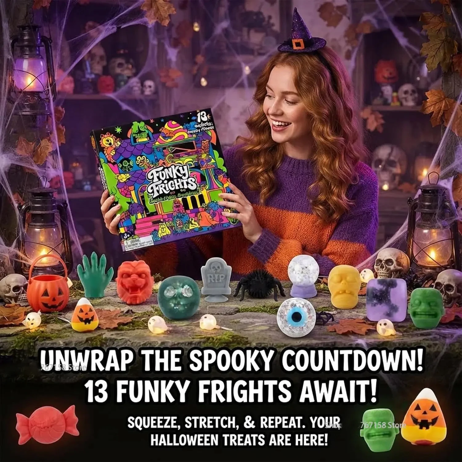 Advent Calendar Gift - Halloween Adventskalender 13 Dagen, Griezelige Squishy