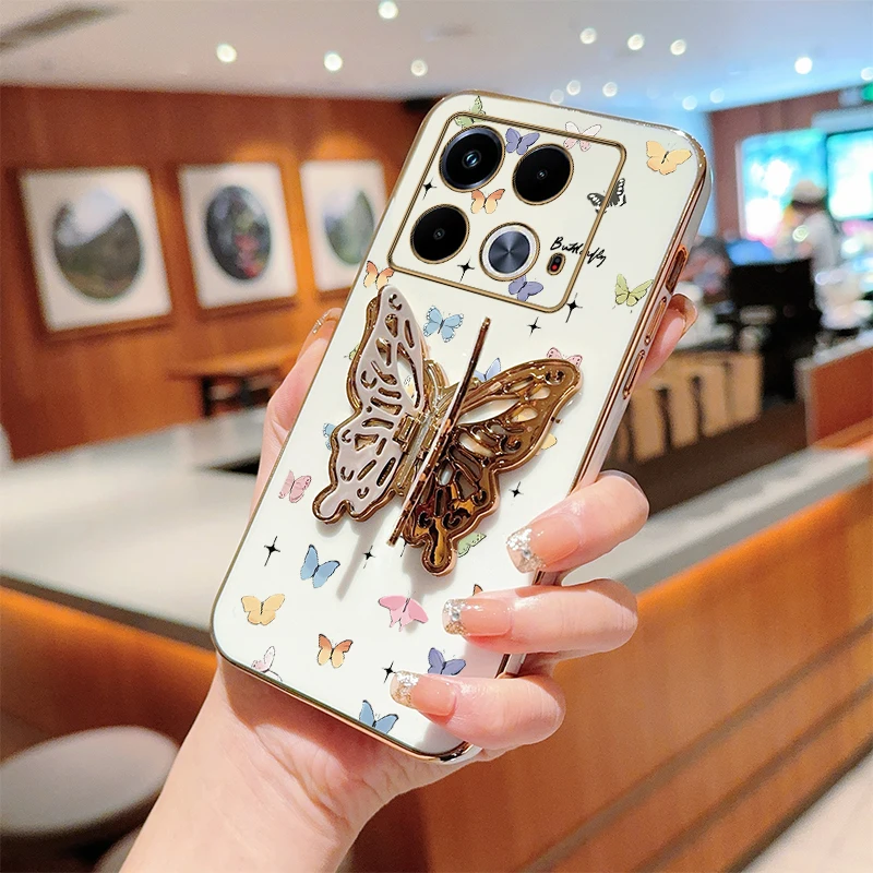 N ote 40 Little Butterfly Plating Holder Phone Case For Infinix Note 40 30 30Pro 11 40Pro GT20Pro 11Pro 12Pro Hot 12 30 40 Cover