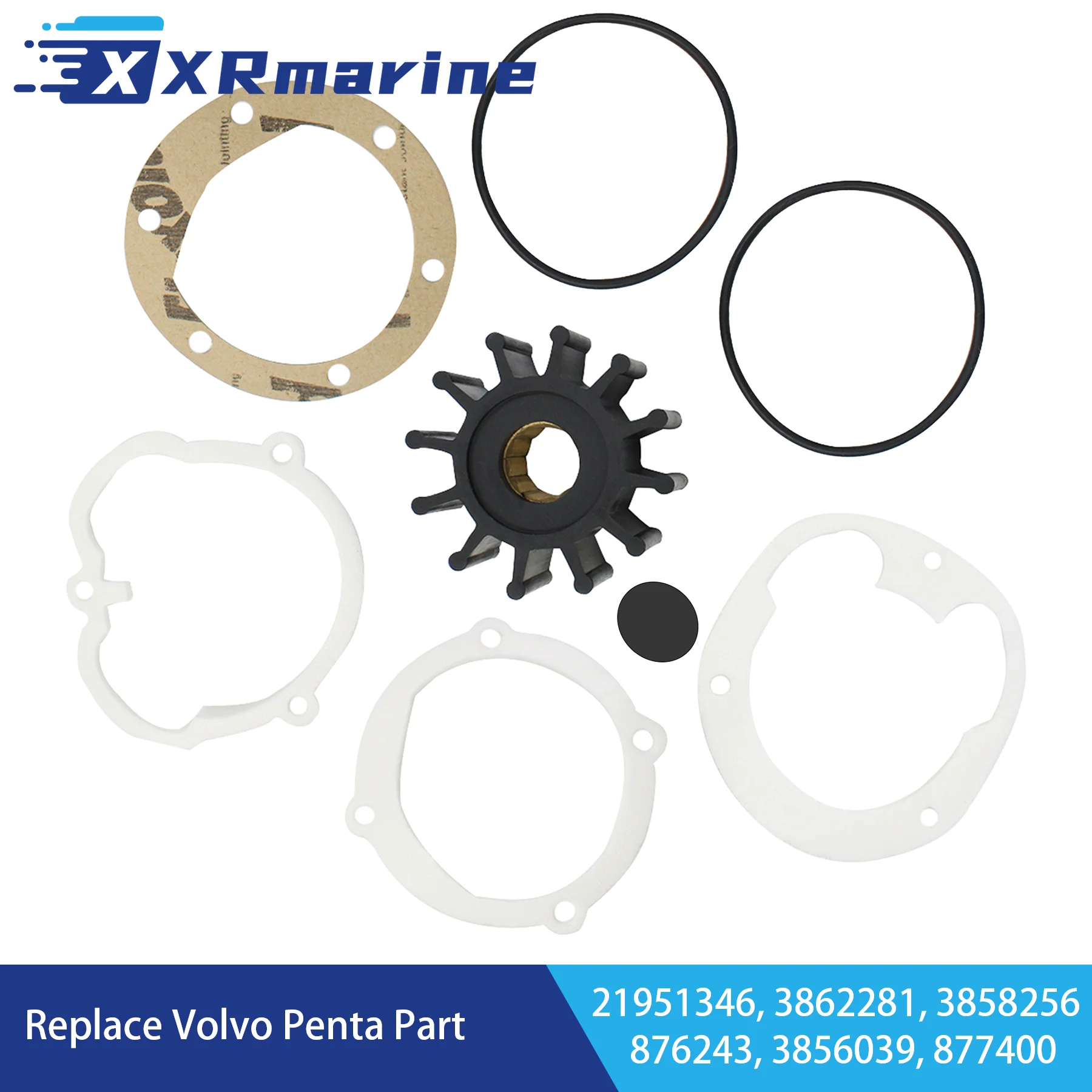 21951346 Kit impulsor de bomba de refrigeración por agua de mar 3862281 para motores Volvo Penta Marine D2 DP DPX SP 3,0 4,3 5,0 5,7 5,8 7,4 8,2 L