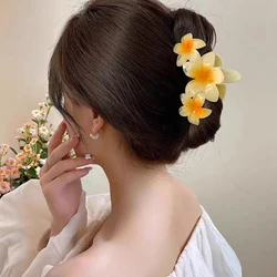 Pinzas para el pelo con forma de flor para mujer, pinza de tiburón dulce, pinza de cangrejo, pasadores, accesorios para el cabello de viaje y vacaciones, Color caramelo