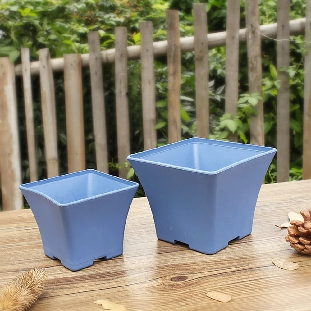 Breathable Plant Pot Square Flower Pot For Home Garden Sturdy Pp Material Deformation Resistant Water Drainage System