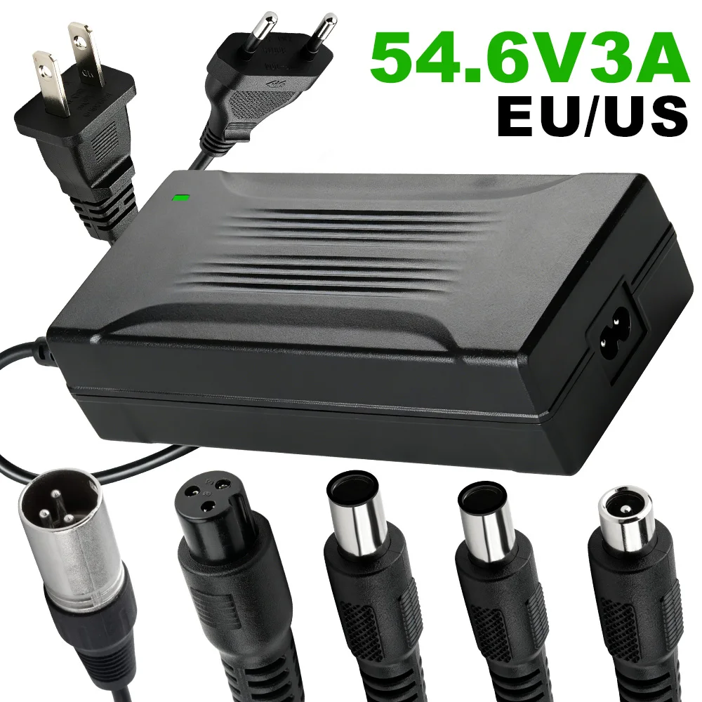 54.6V 3A 163.8W Lithium Battery Charger for 13S 48V Battery Smart Auto Stop Electric Scooter E Bike Moped Replacement Charger
