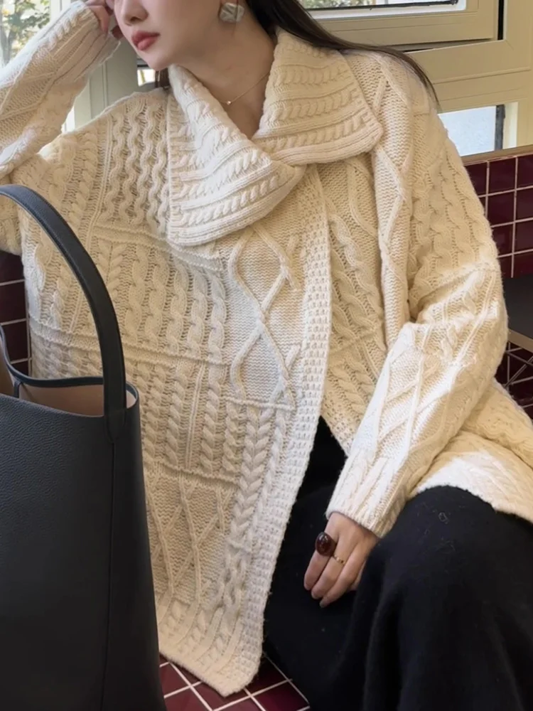 Damski kardigan z dzianiny Ele na jesień i zimę, swobodny sweter z aksamitu Aosphere Bear, z dużym kołnierzem, rozpinany, modny.