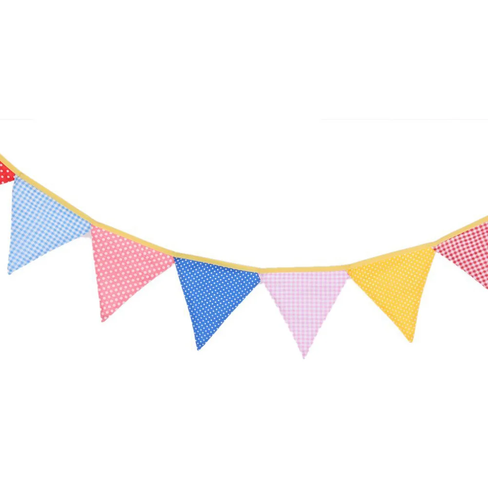 

12pcs Polka 2.3M Cotton Triangle Party Wedding Banner For Triangle Bunting Decoration Wedding Banner Random Color