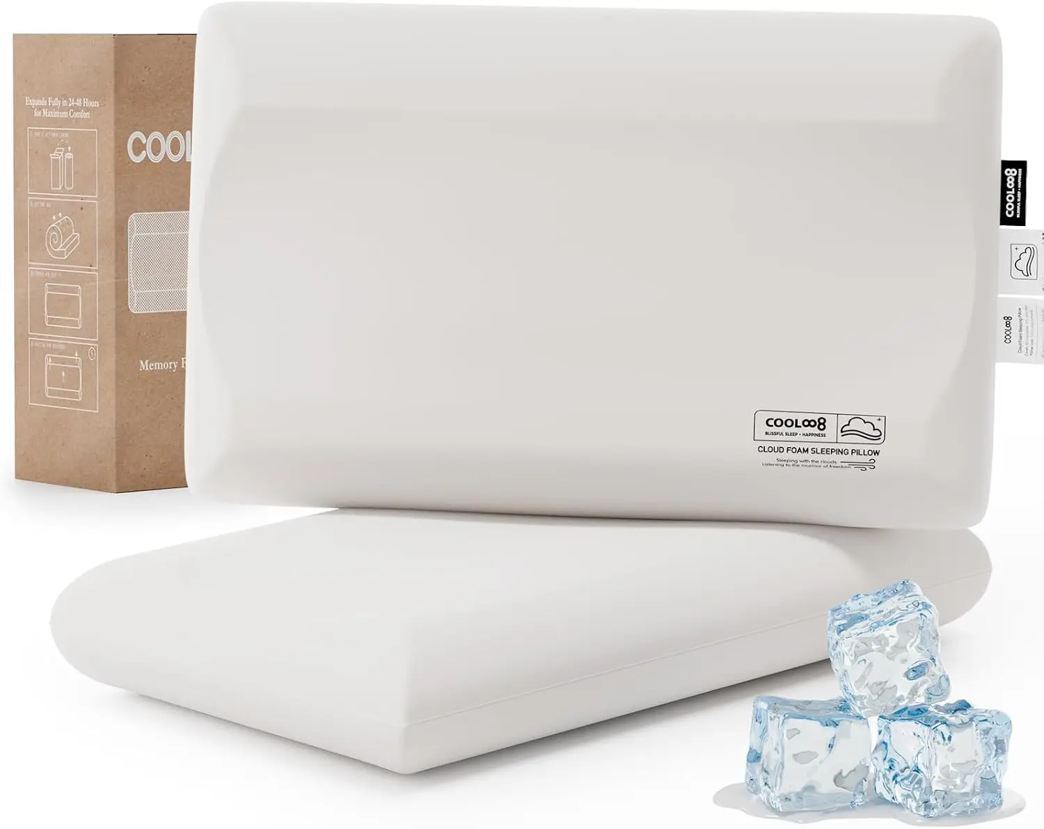 Queen Size Memory Foam Cooling Pillow Set