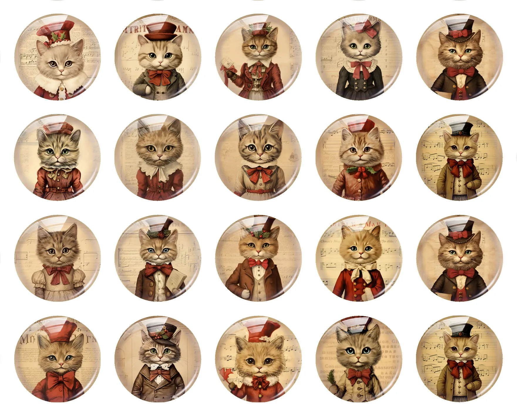 Handmade Christmas X-mas Cat Kitten Photo Glass Cabochon Charms Flatback Demo Flat Back Cameo For Diy Jewelry Making Supplies