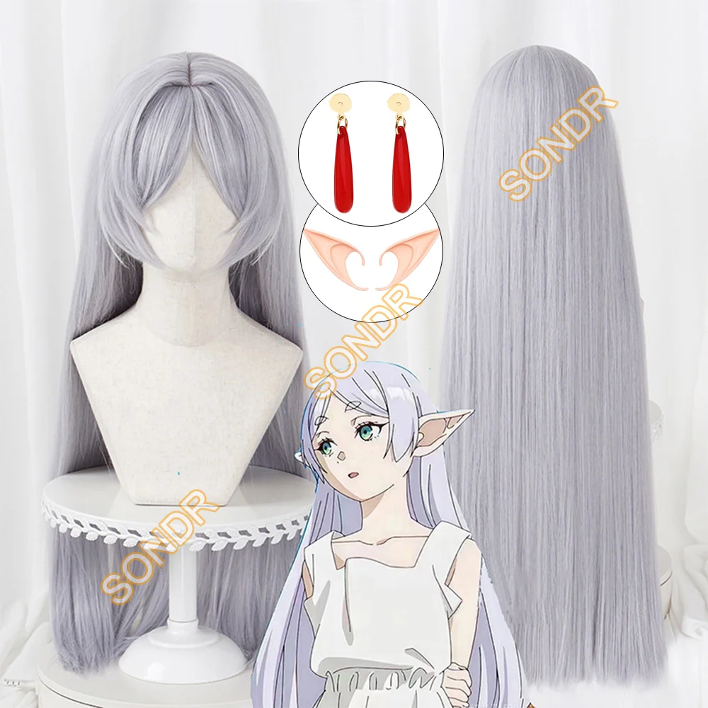 

Anime Frieren Cosplay Wig Silver Grey Long Straight Hair Women Halloween Party Carnival Role Play Accessories Synthetic Wigs