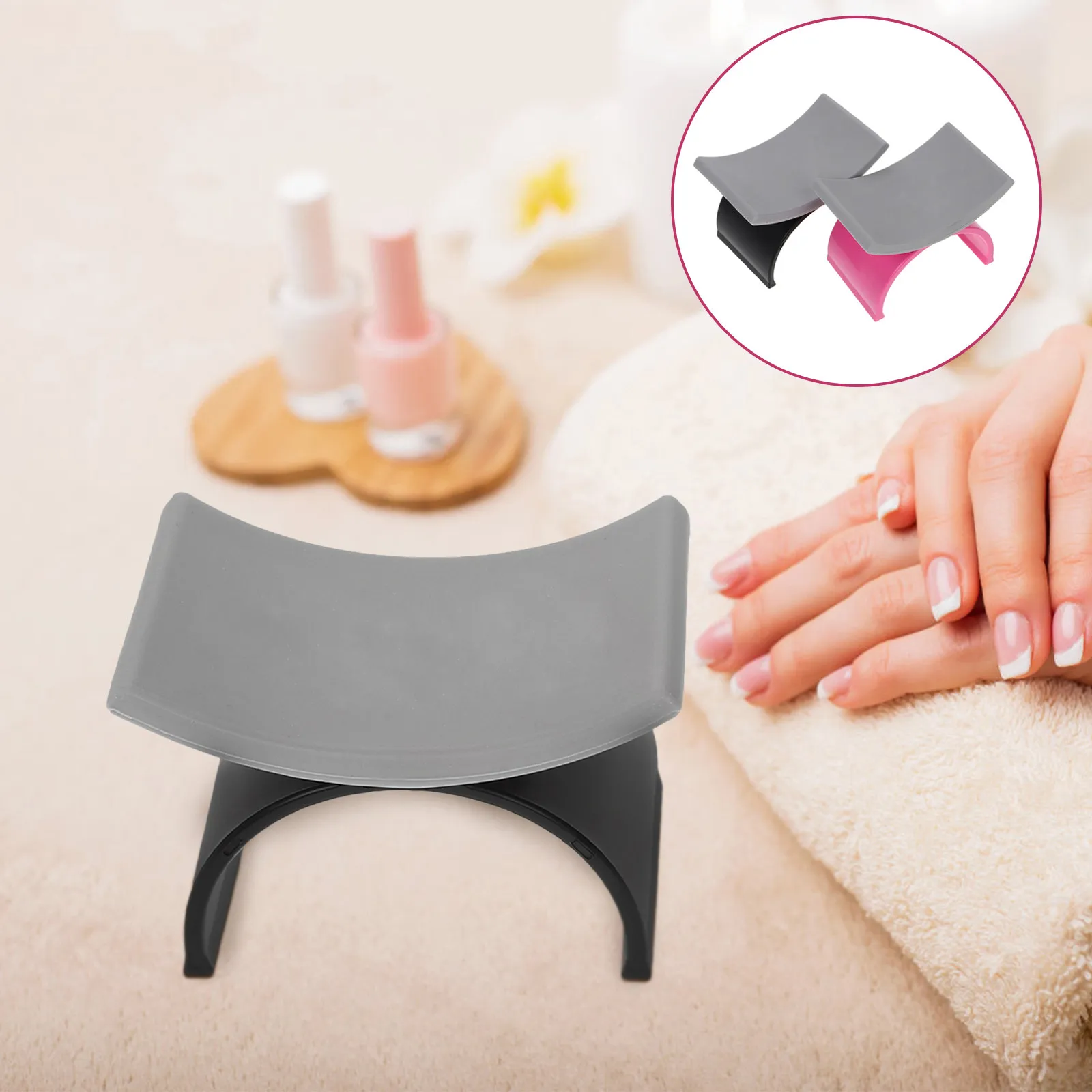 

2Pcs Silicone Nail Hand Rest U-Shaped Wrist Support Pillow for Manicure Salon Portable Washable Armrest Cushion Nail Art Tool