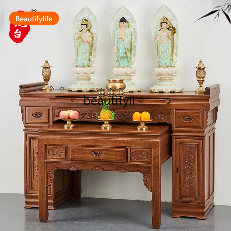 

Solid wood new Chinese Buddhist table modern living room incense table light luxury Buddhist table rural middle hall cabinet