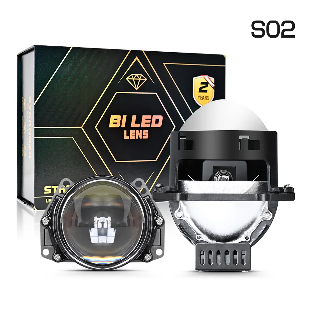 

S02 3 Inch Bi LED Projector Headlight Laser Hi Lo Beam Plug and Play Super Bright LED Car Headlamp Universal Auto Lighting