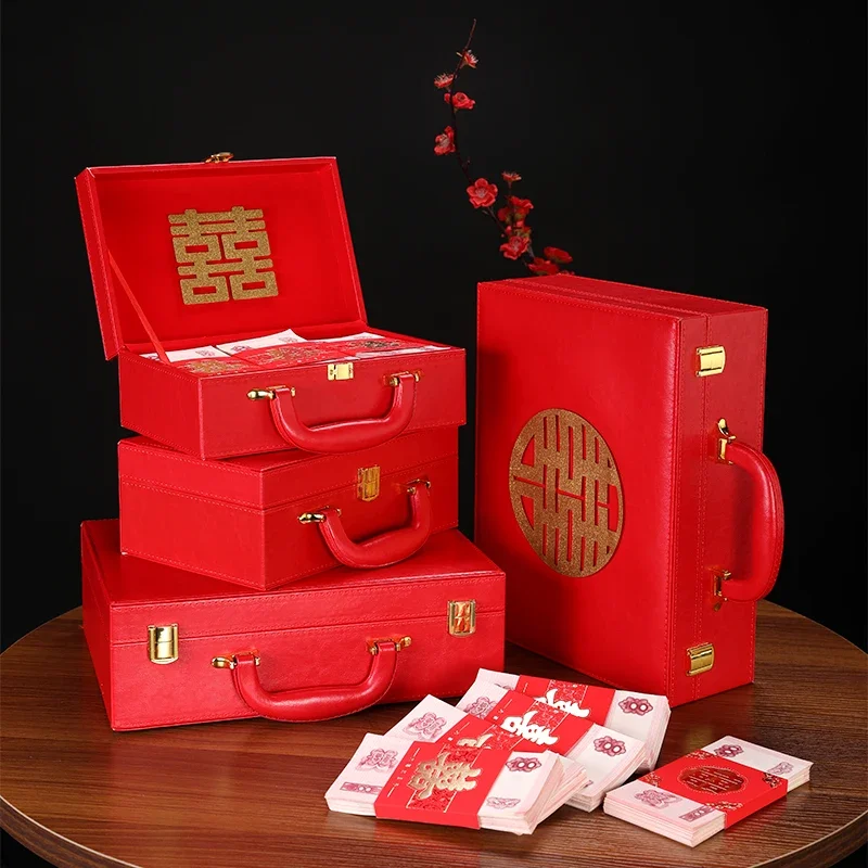 Wedding Gift Box Bride Price Boxes of Gift Money Case Red Envelop Containing 10,000 Yuan Wedding Engagement Dowry