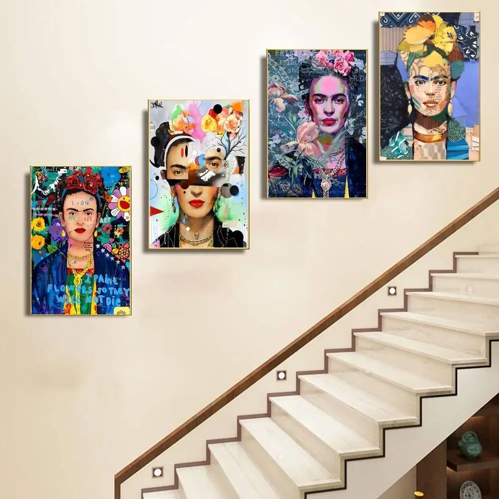 Pintura em tela, arte, f-frida k-kahlo, pôster à prova d'água, adesivo de arte de parede para bar, decoração de quarto vintage, impressão de alta qualidade, presente
