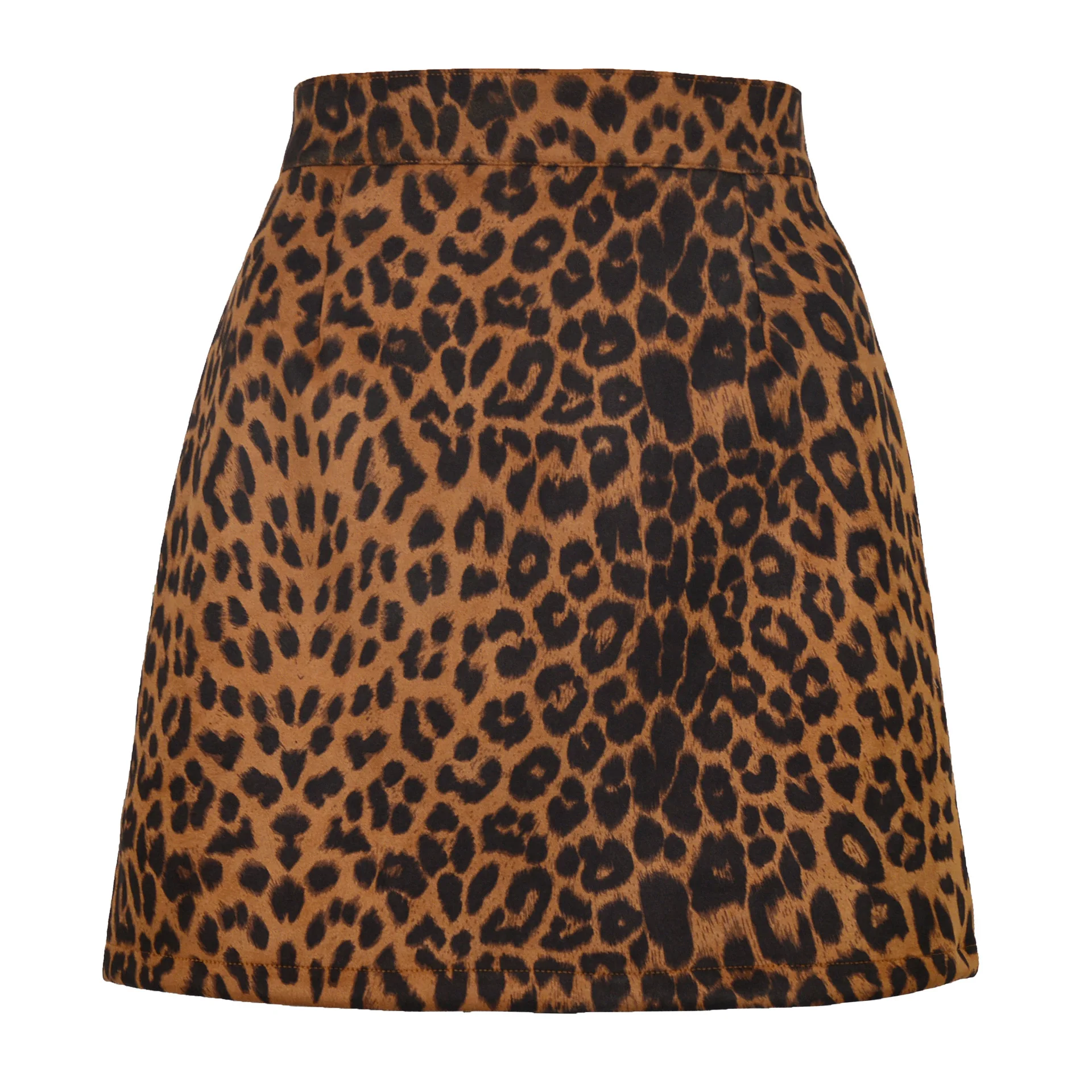 스커트 Ins Sexy Leopard Print High Waist Zipper Suede Mini Skirt Women's Autumn Winter A-Line Half-length Skirt Feminine Fashion